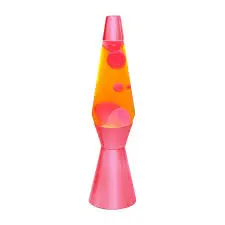 LAMPADA LAVA 36 CM CON BASE ROSSA, LIQUIDO GIALLO E CERA ROSSA