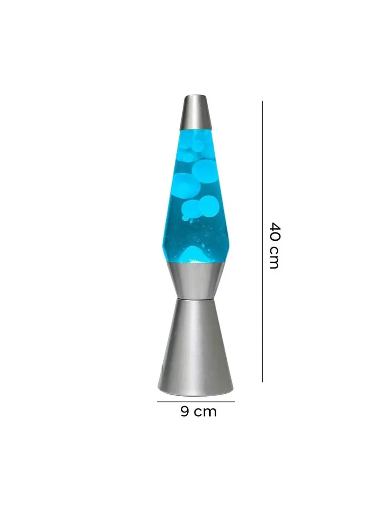 Lampada Lava Lamp 40 Cm Xl1764 Base Silver Magma Glitter Blu E Bianco Design