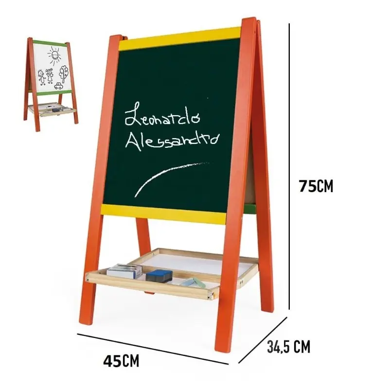 Lavagna in Legno con Piedistallo - Lavagnetta Doppia Faccia