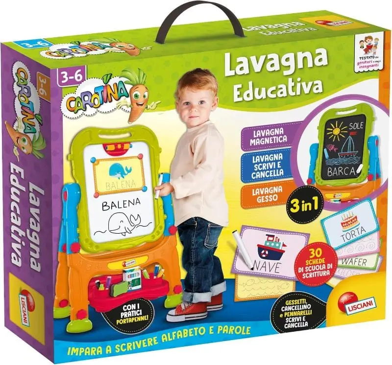 Lavagna per Bambini 2 in 1 con Gessetti, Pennarelli e Schede Educative Lisciani
