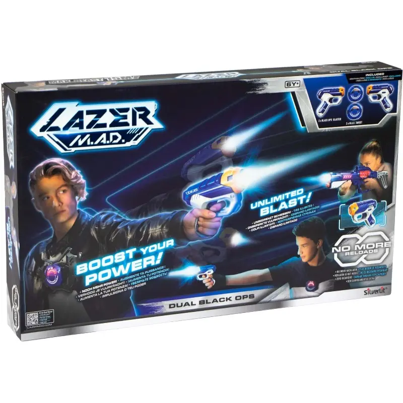 Lazer M.A.D Dual Black Ops, Set Blaster per 2 Giocatori + 2 bersagli