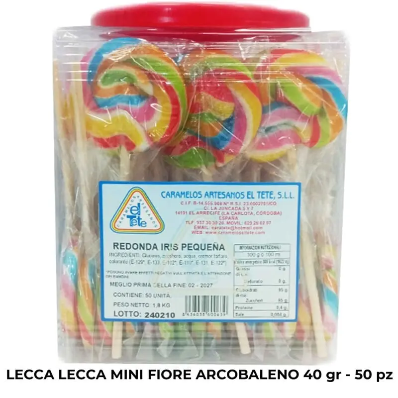 Lecca Lecca Mini Fiore Arcobaleno 40gr 50pz
