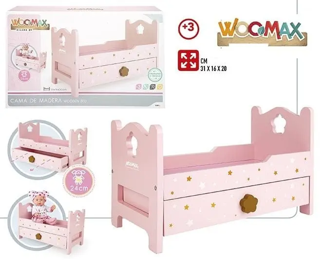 Letto in Legno per Bambole e Bambolotti