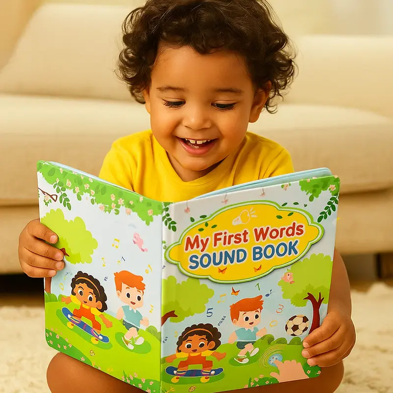 Libro sonoro inglese per bambini piccoli | Giocattolo interattivo per l' apprendimento delle prime parole con audio e illustrazioni colorate