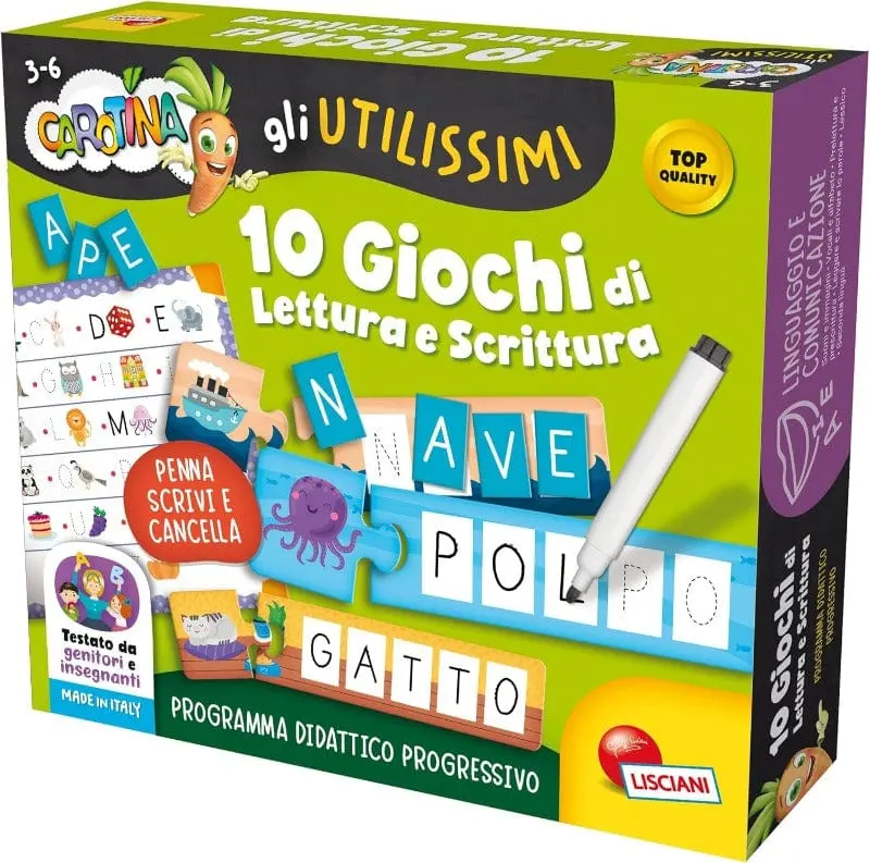 Lisciani Carotina, Gli Utilissimi - 10 Giochi di Lettura e Scrittura