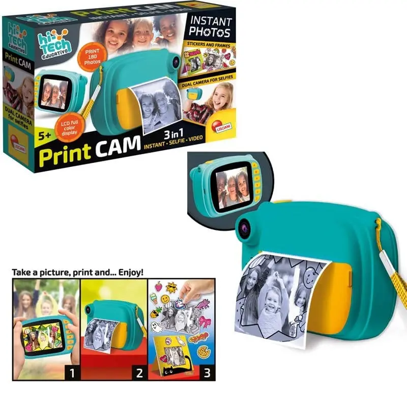 Lisciani Giochi Print Cam Hi-Tech, Fotocamera Istantanea con Funzione Video e Selfie