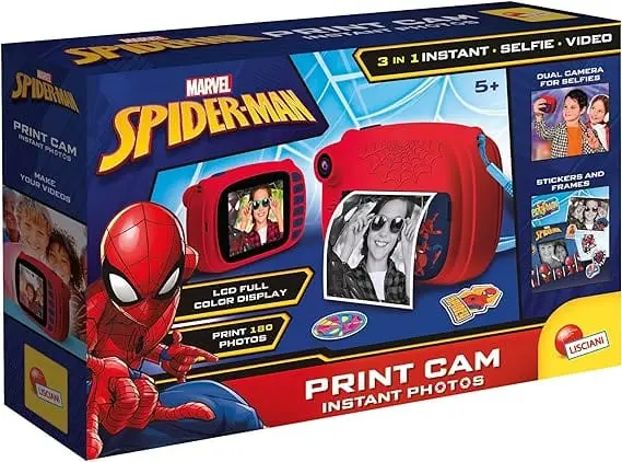 Lisciani Giochi Spiderman Print Cam, Fotocamera Istantanea con Funzione Video e Selfie