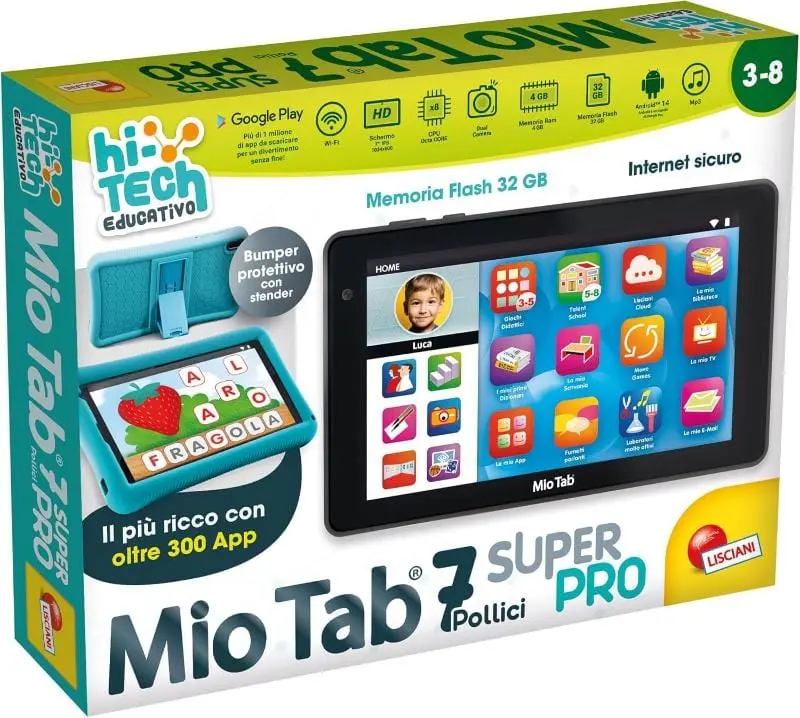 Lisciani-Mio Tab 7 Pollici 2024, Tablet Smart Kid Pro per Bambini 3-8 Anni