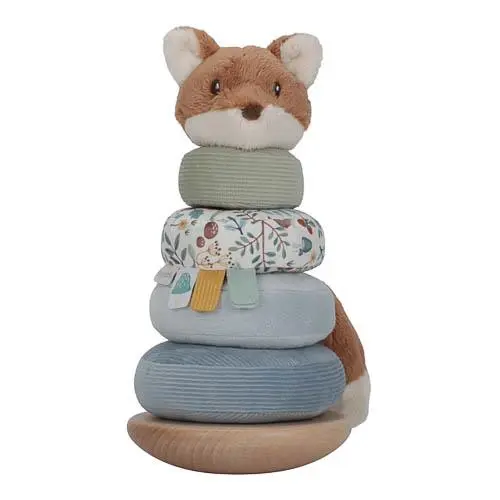 Little Dutch Torre Impilabile ad Anelli da Impilare in Legno e Stoffa Oscillante Forest Friends - Rocking Ring Stacker Forest Friends (LD8922)