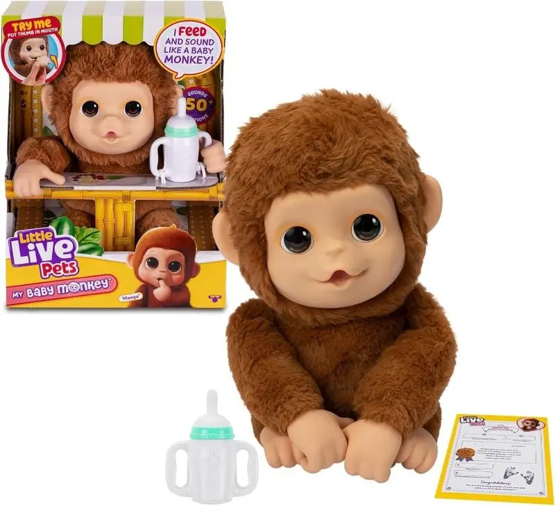 Little Live Pets Mango - Scimmietta Interattiva con più di 50 Suoni, Movimenti e Reazioni