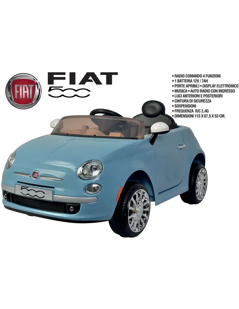 Macchina Elettrica Fiat 500 blu 12v 4,5ah 110x58,4x53cm