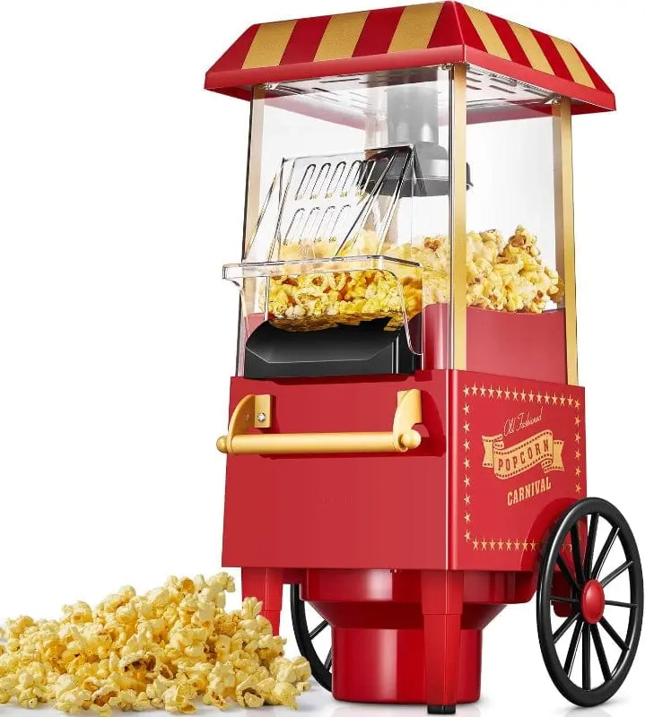 Macchina per Popcorn Stile Retrò ad Aria Calda senza Olio 1200W - Aorlis