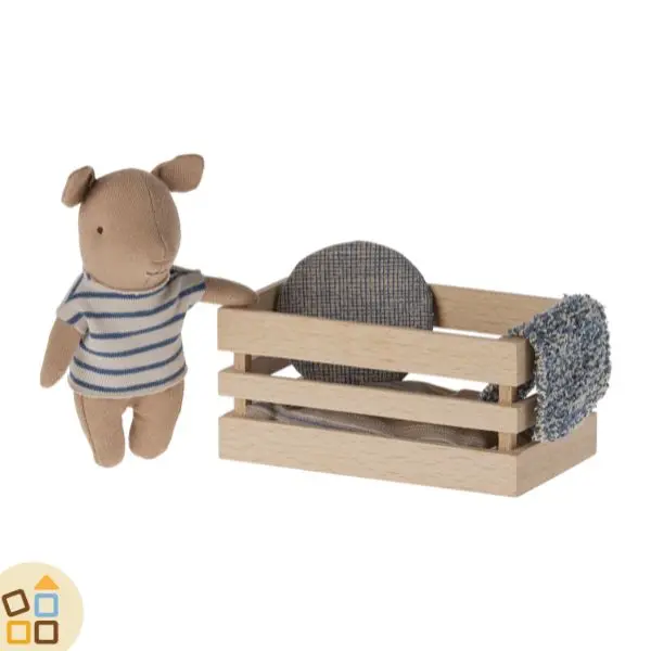 MAIALINO BEBE' CON SCATOLA, AZZURRO