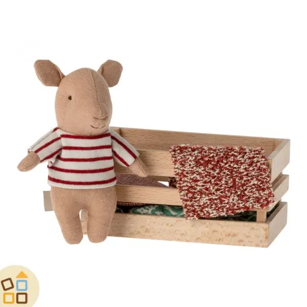 MAIALINO BEBE' CON SCATOLA, ROSSO