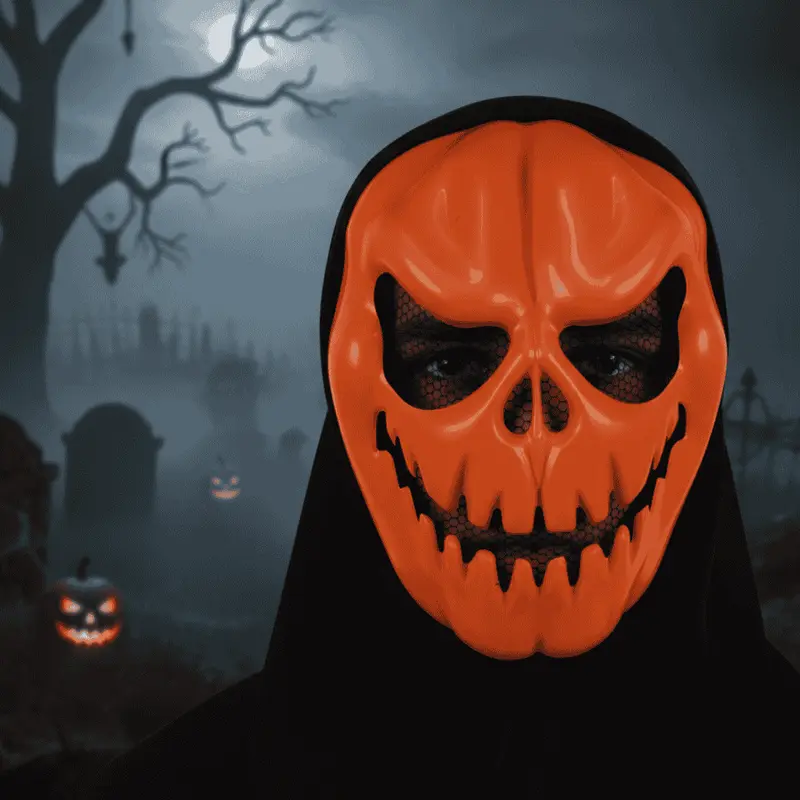 Maschera Arancione Halloween con Rete Horror Zucca Spaventosa per Travestimenti
