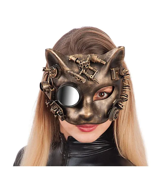 Maschera Steampunk Gatto Oro Carnival Toys