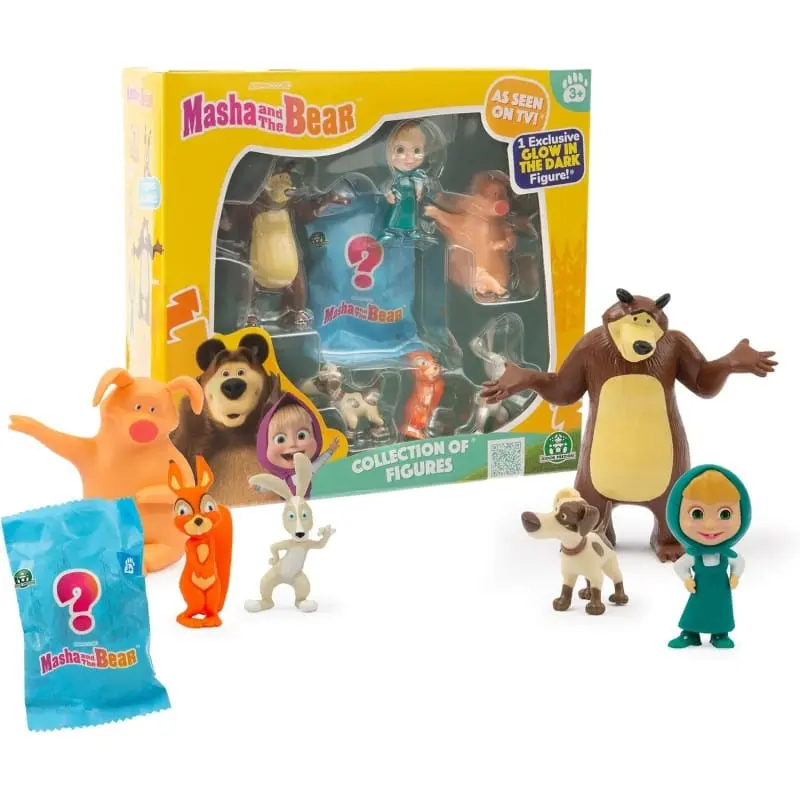 Masha e Orso set 6 Personaggi + Personaggio Esclusivo Glow in the Dark