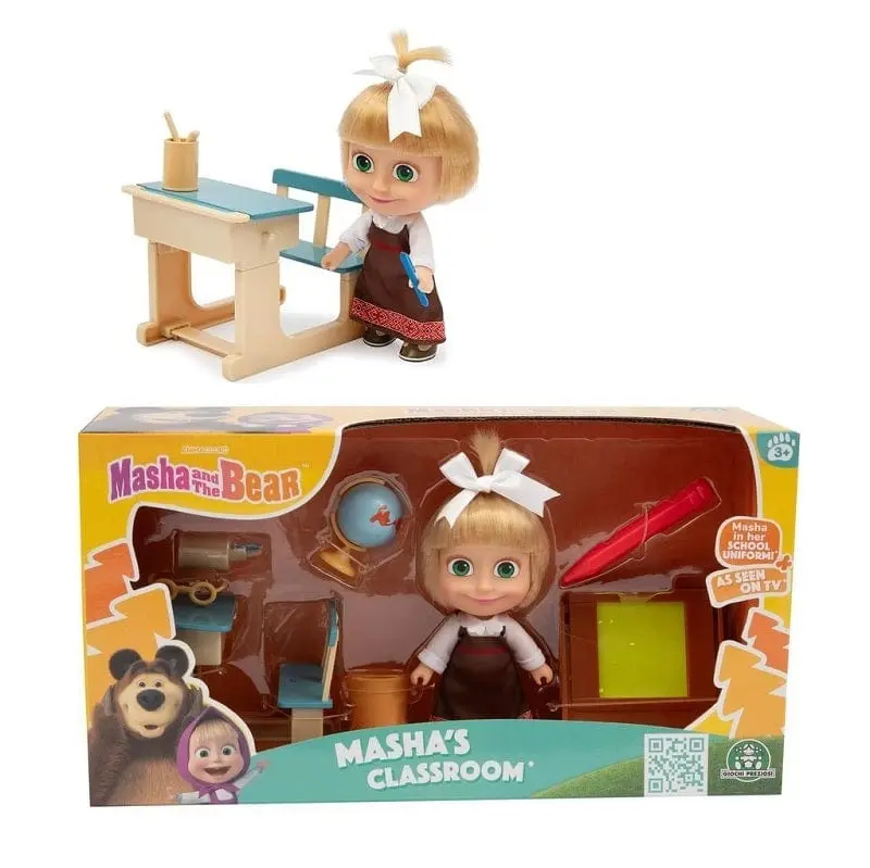 Masha & Orso playset Classroom, Bambola con Banco Scolastico e Accessori