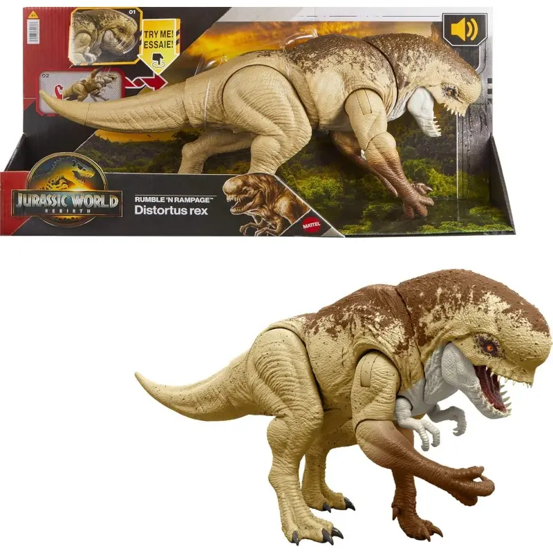 Mattel JGB58 Jurassic World Rebirth - Distortus Rex Ruggito Devastante con movimenti attivati dalla coda