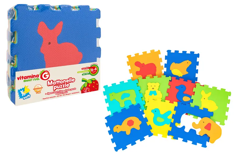 MATTONELLE PUZZLE ANIMALI 9PZ 10MM 32X32 2ASS