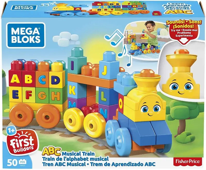 Mega Bloks il Treno dell' Alfabeto Musicale con Blocchi da Costruzione +12 Mesi