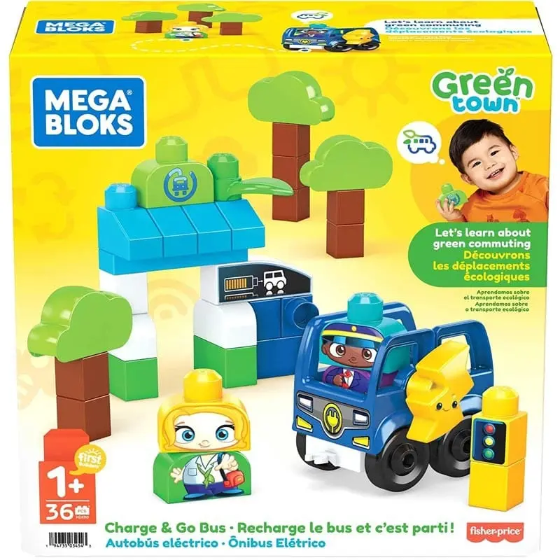 Mega Bloks - Set Costruzioni Bus Elettrico per Bambini da 1 Anno in sù