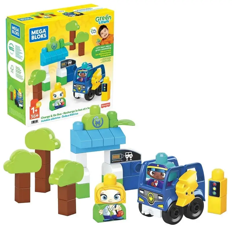 Mega Bloks - Set Costruzioni Green Town, 36 Blocchi Grandi per Bambini da 1 Anno in sù