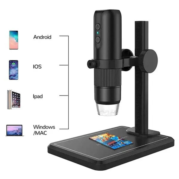 Microscopio Digitale Wi-Fi USB, Risoluzione HD, Ingrandimento 50x-1000x