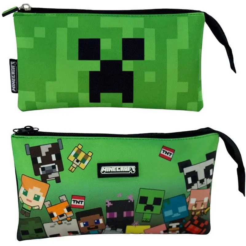 Minecraft Astuccio 3 scomparti adatto alla scuola Elementare e Media