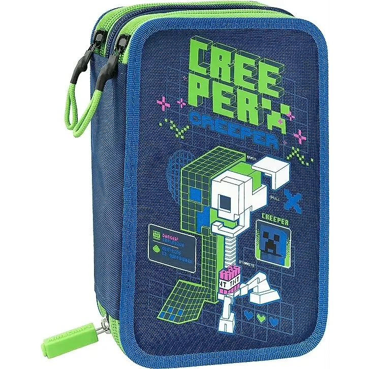 MINECRAFT Astuccio 3 Scomparti con cancelleria