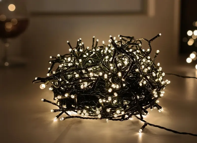 Minilucciole 120 LED Bianco Caldo 1,2m Ramificate Prolungabili Uso Interno/Est
