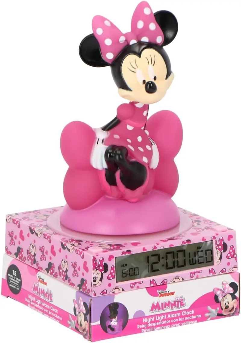 Minnie Mouse 3D Lampada Con Sveglia E Data