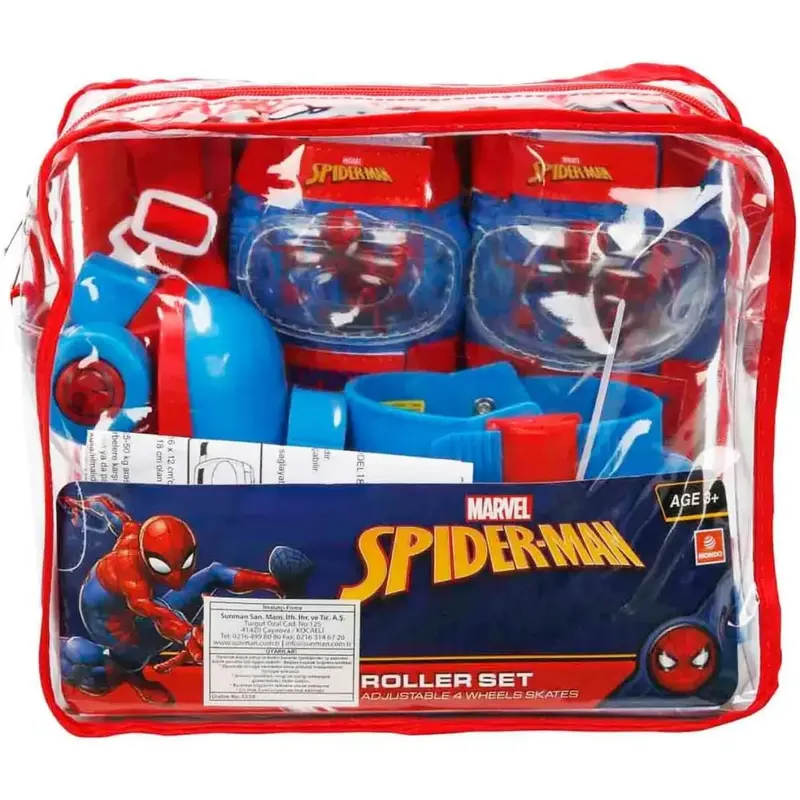 Mondo Toys Pattini a Rotelle Regolabili Spiderman Marvel per Bambini con Protezioni e Borsa – Taglia 22-29 – 18390