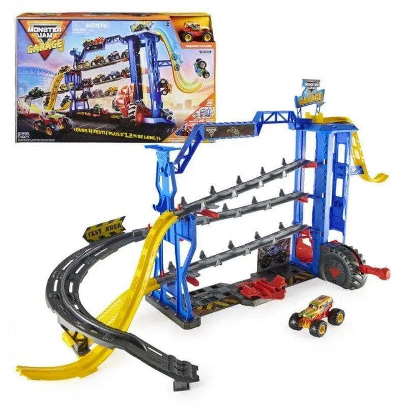 Monster Jam Mega Garage 1,2 metri con luci e suoni, Include un Veicolo in Metallo