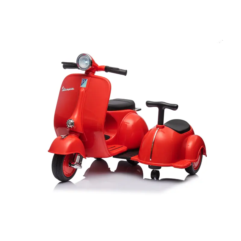 Moto Elettrica per Bambini Vespa Sidecar Small 2.0 6V con Licenza Ufficiale Luci Led Suoni Realistici Mp3 Bluetooth