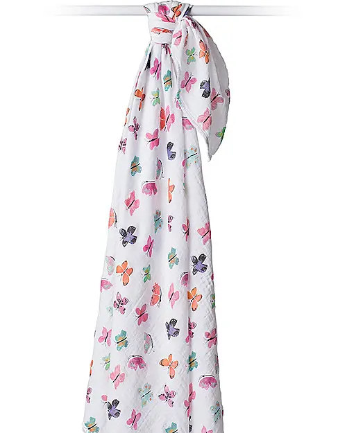 Mussola 100% Cotone - Swaddle - Farfalle