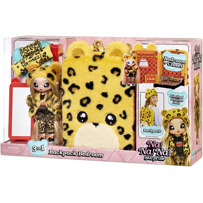Na Na Na Surprise Playset 3-en-1 JENNEL Jaguar - Borsellino a Forma di Jaguar con Bambola di Stoffa in Edizione
