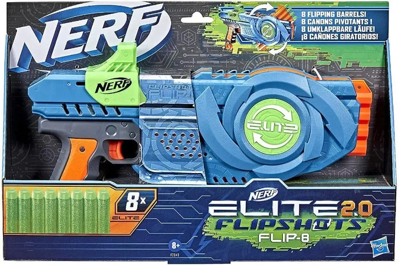 Nerf Elite 2.0 Flip 8, Blaster con Canne Rotanti