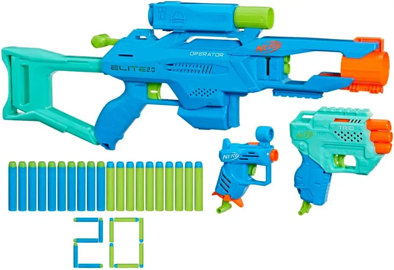 Nerf Elite 2.0 Tactical Pack Set con 3 Blaster Operator BD-2, Trio TD-3