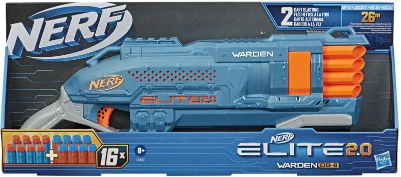 Nerf Elite 2.0 Warden, Blaster a Pompa con 8 Canne