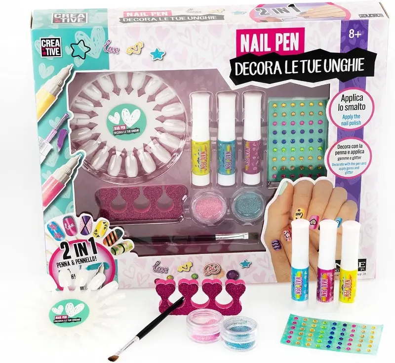 Nice Nail Pen, Set Smalti con tantissimi Accessori per Decorare le Unghie