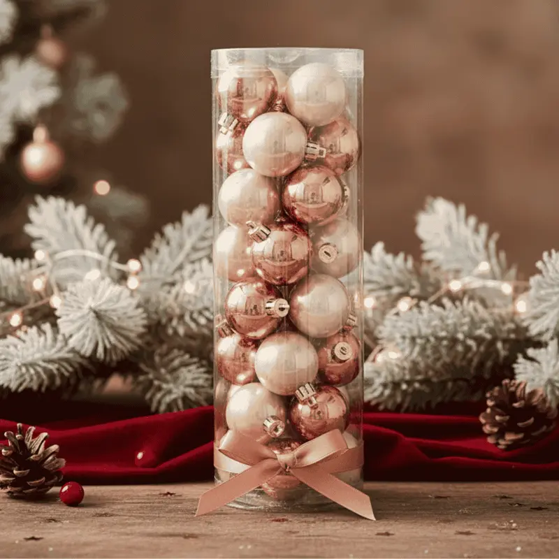 Palline di Natale Ø 5 cm Lucide Champagne/Bronzo Set 32 Pz 3A32E04/195+4715