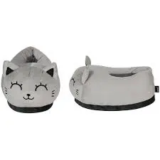 PANTOFOLE PLUSH GREY CAT