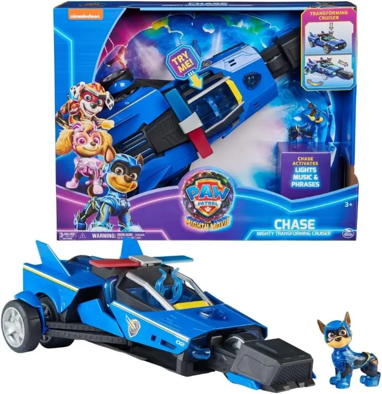 Paw Patrol Mighty Cruiser Deluxe di Chase, Veicolo con Luci e Suoni