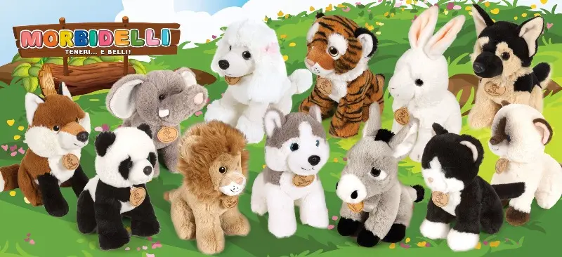 Peluche Animali Realistici da 20cm, Morbidelli Decar