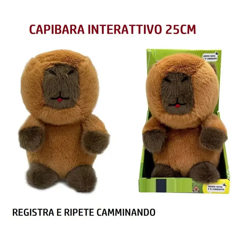 Peluche Capibara 25cm Interattivo che registra e Ripete Camminando