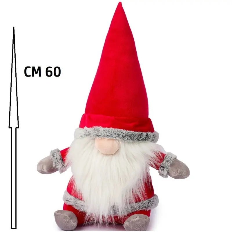 Peluche Gnomo Natalizio 60cm Imbottitura Extra