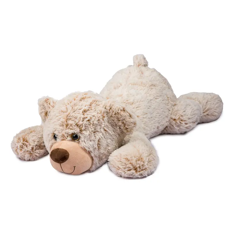 Peluche Orso Sdraiato Beige con Occhi Glitter 100 cm
