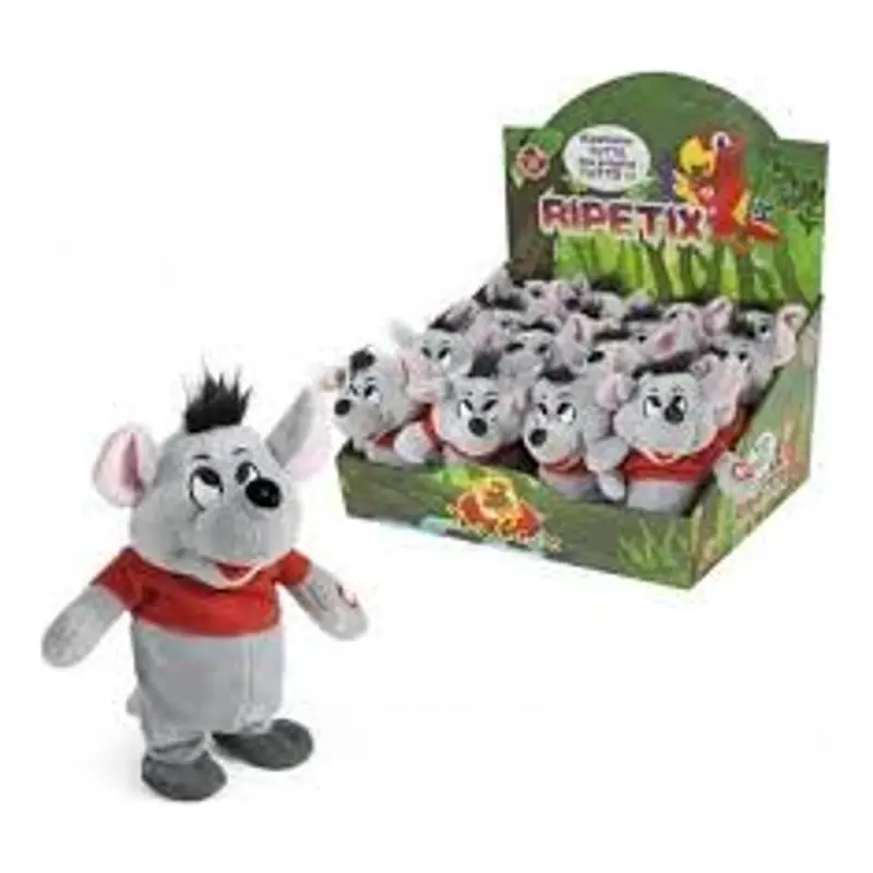 Peluche Topo Ripetix Grigio con Maglietta Rossa