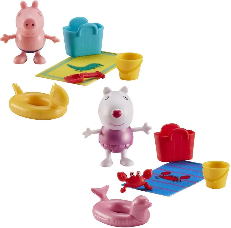 Peppa Pig in Spiaggia - Personaggi Giocattolo con Accessori